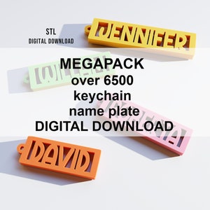 Mega pack 6500 llavero con nombre, placa con nombre, llavero con nombre inglés/americano rectangular - Descarga Digital STL