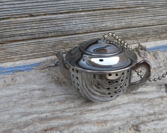 Vintage old French tea strainer  loose leaf tea infuser Teapot shape