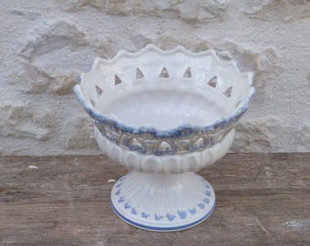 Vintage Italian white and blue Ceramic Majolica Style Center of table