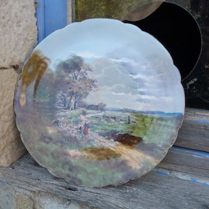 Antique  Limoges Porcelain Platter  J POUYAT 1890-1932 Signed Lecram Decorator  Painting  Hand Painted Landscape