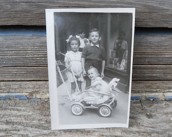 Vintage  old French real photography black & white  1930s very elegant children