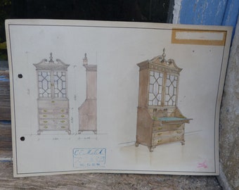 Ancien dessin de meuble pour projet Ebeniste Design Espagnol