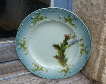Vintage old  French Majolica Asparagus plate