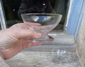 Vintage old  French 1960 Crystal  small cup Champagne glasses set of 2