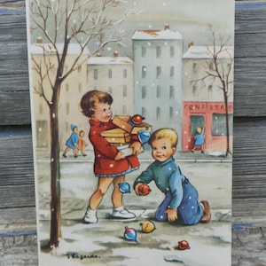 Carte postale 1950  illustration Enfants  Bonne année