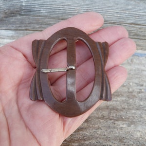 Vintage old French Art deco 1940 brown  plastic buckle