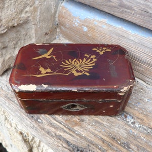 Boite en papier maché carton bouilli Napoléon III Asie