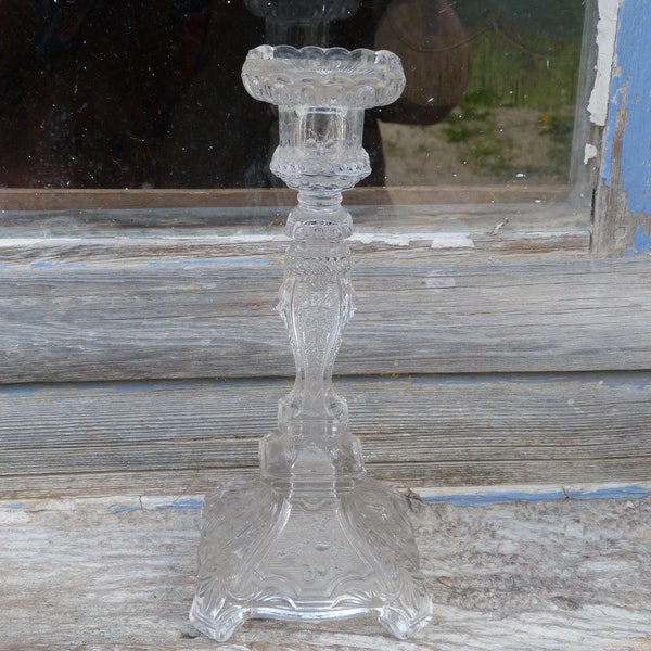 Bougeoir  en verre moulé Vallerystahl Portieux