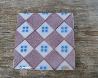 Vintage Antique Französisch XIX Jahrhundert handbemalte Keramikfliese aus Paris