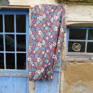 Panel de tela vintage francés antiguo Art Déco de 1920/1930 con estampado de naipes en algodón