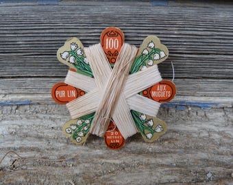 ヴィンテージアンティーク古いフランスのジャカードリボン黒と銀