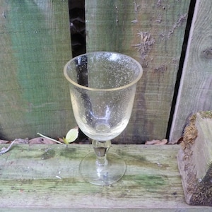 Vintage old French 1960 artisanal glassware Biot Clear bubbled giant glass  Candle holder Photophore