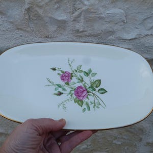 Vintage 1960 old French Gien  ravier small platter   Floral Roses
