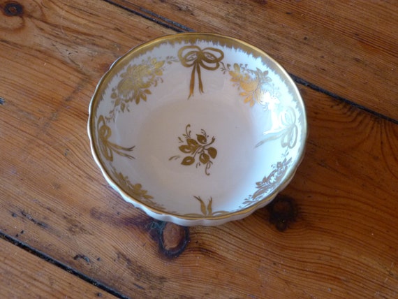 Vintage Pillivuyt Porcelaine de France white &  gold porcelaine cup Hand painted décor