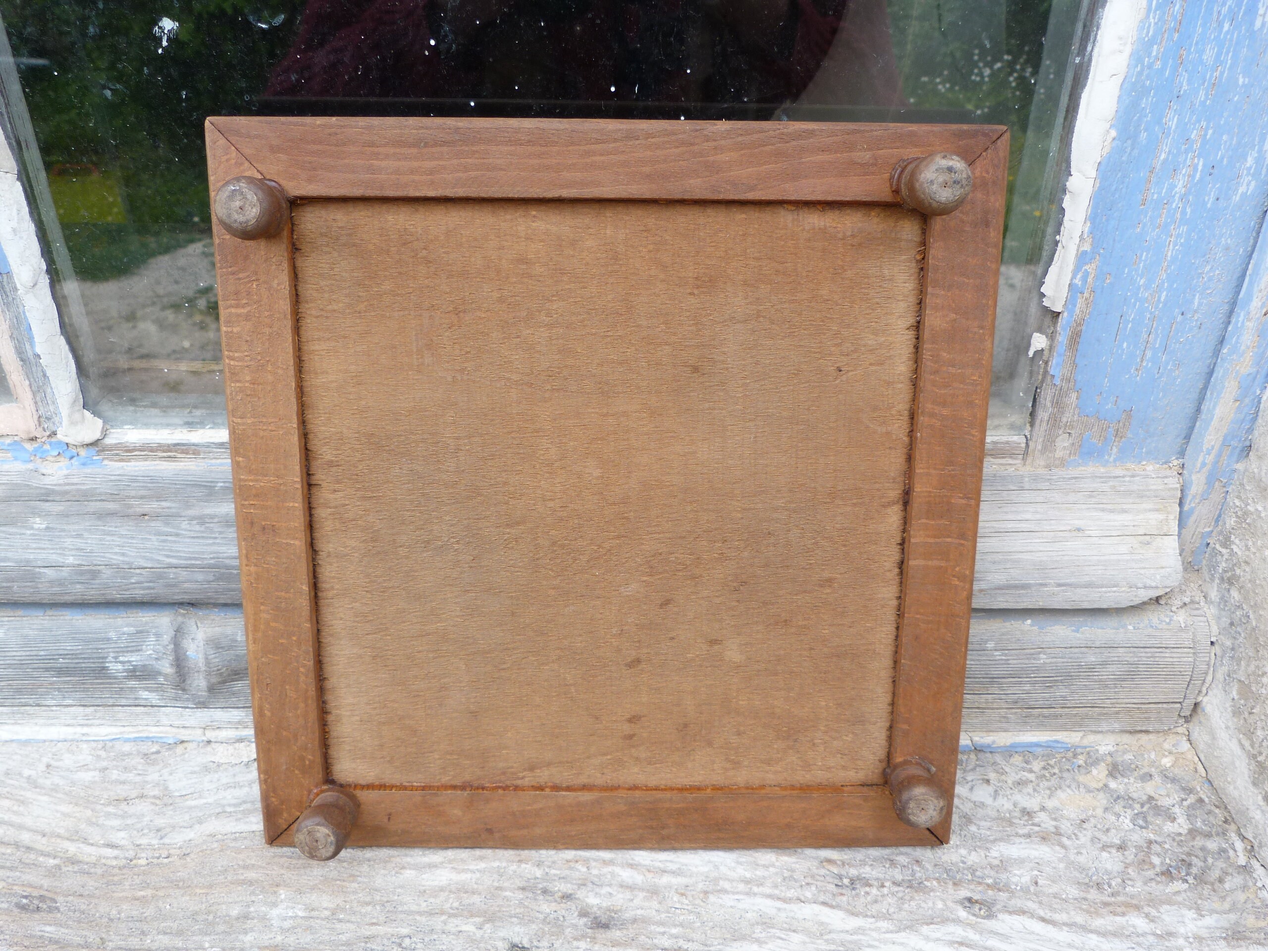 Trivette Ancienne En Bois Et Céramique – Style Art Déco, Fait Main