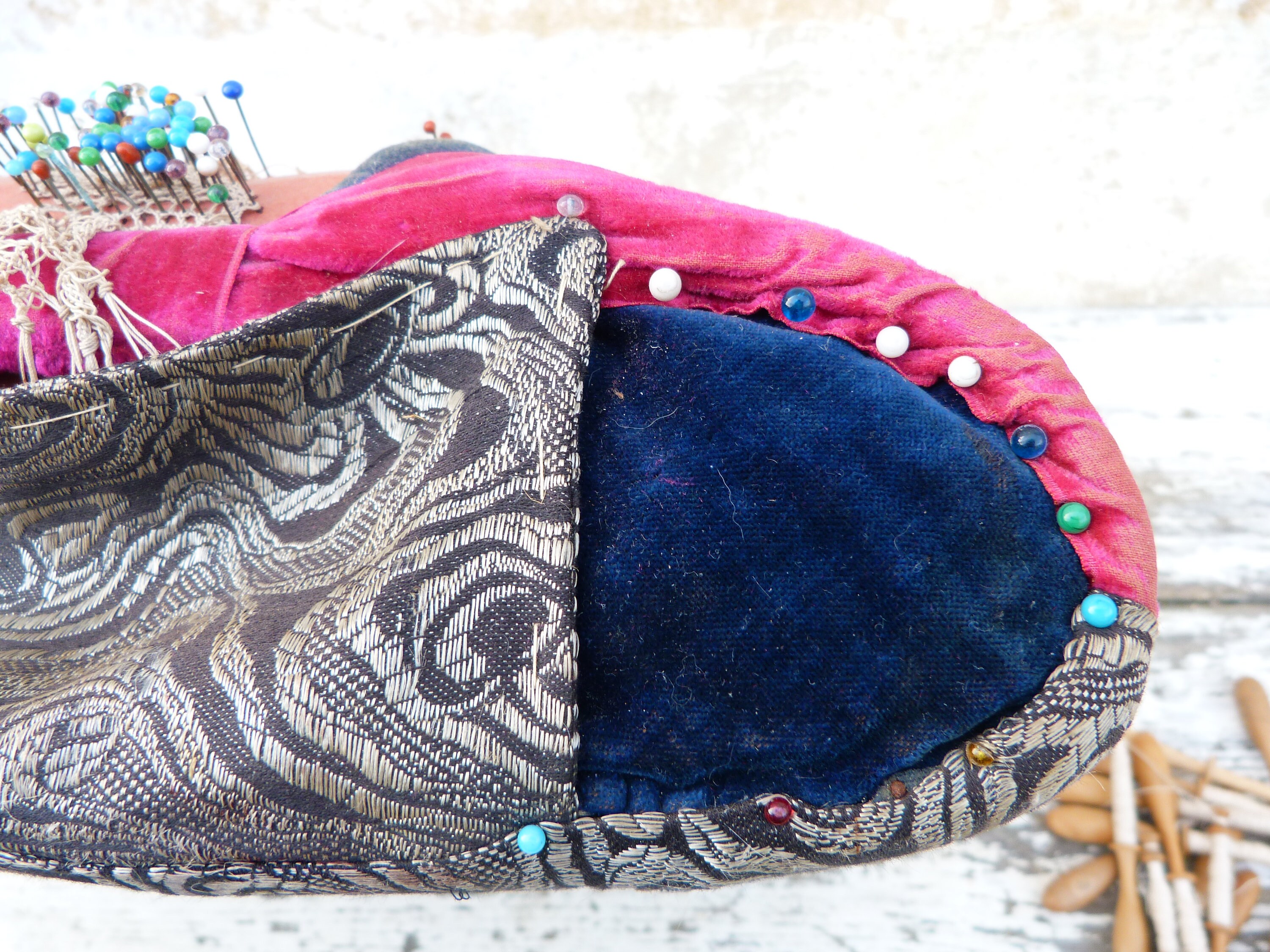 Antique 1900s French Bobbin Lace Roller Pillow Box With 19 Etsy Australia