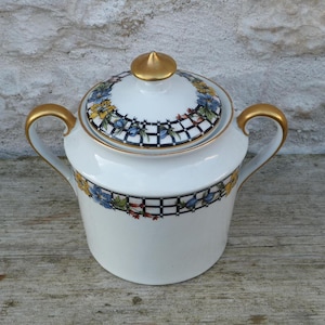 Azucarero antiguo de porcelana francesa de Limoges de 1920