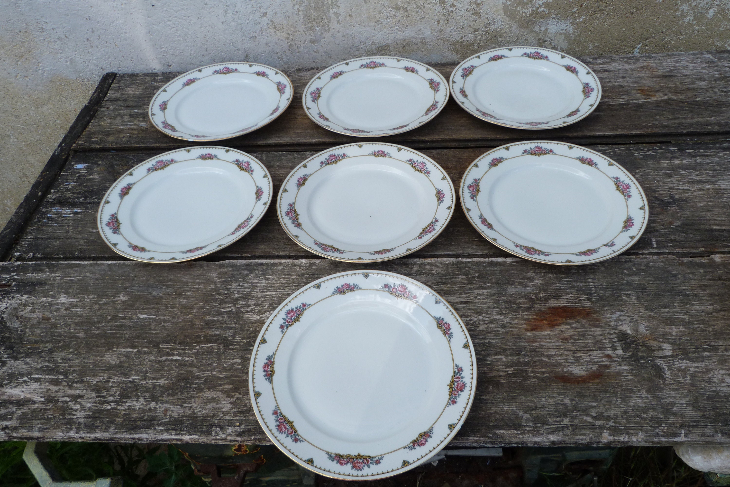 Lot de 5 Assiettes Creuses en Porcelaine Fleurie Limoges Bernardeau