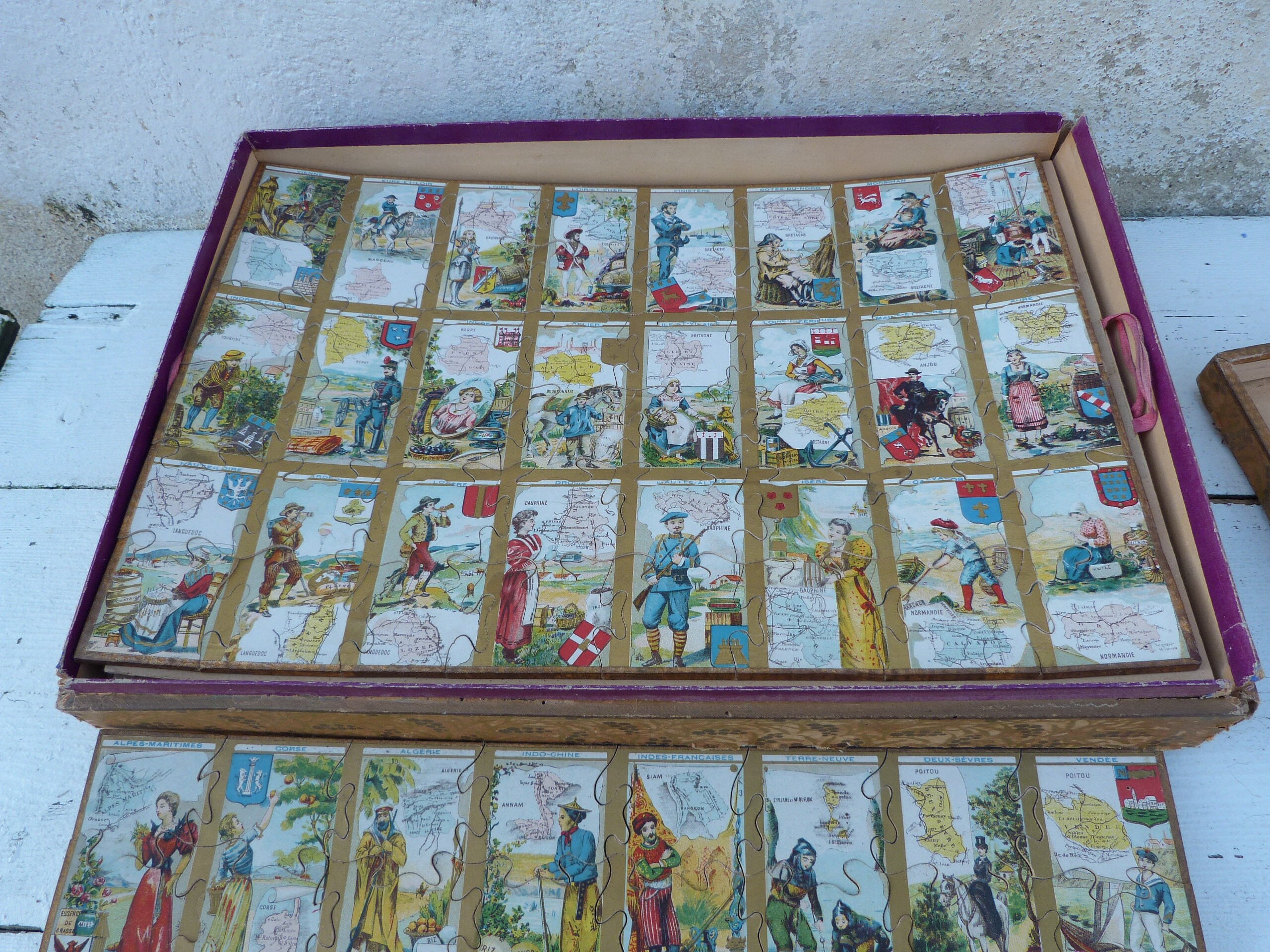 Jeu de Patience Puzzles 1880/1890 Les Départements et Les Colonies France 