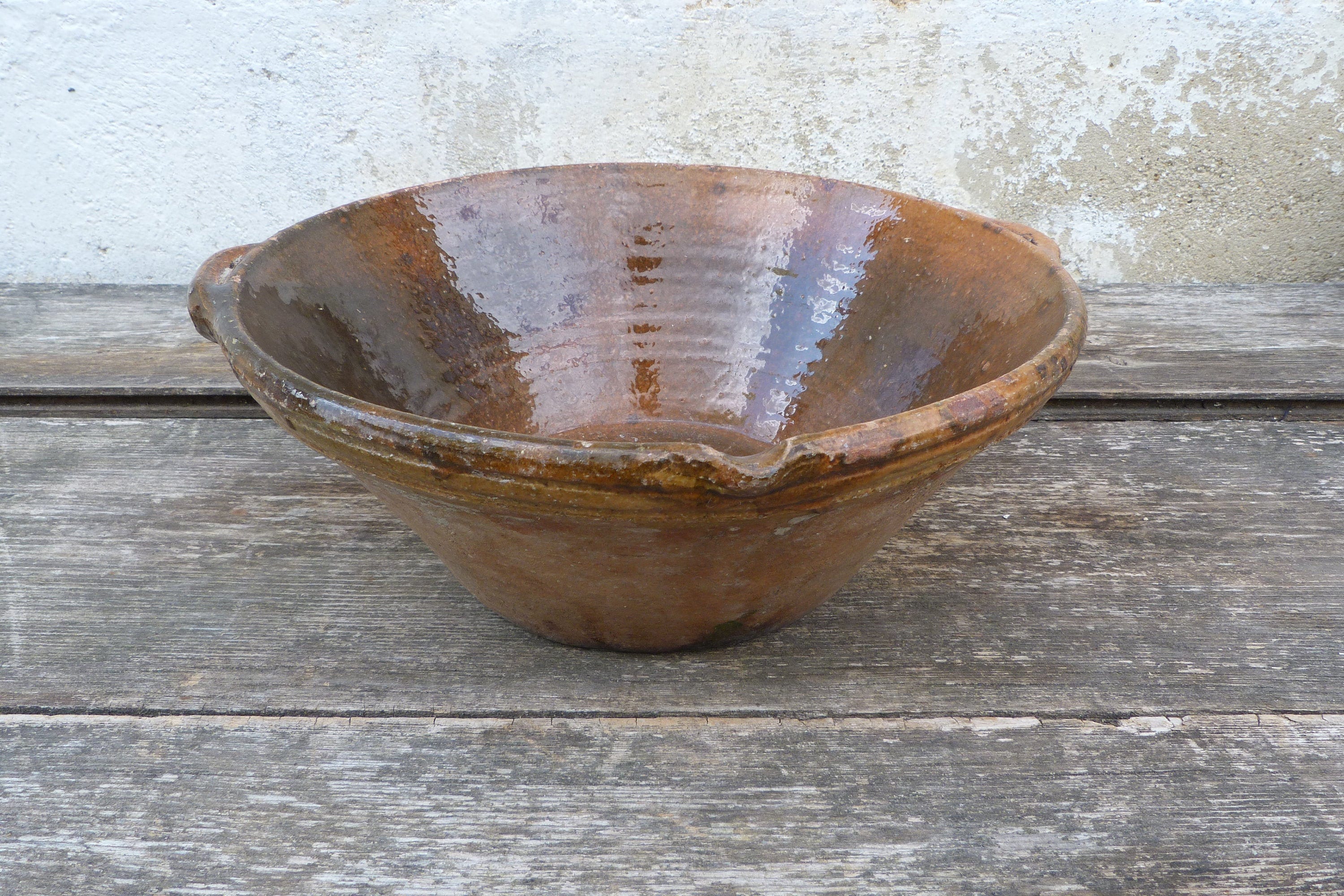 Saladier Grand Plat Creux en Terre Vernissée à L'intérieur Xviiième Siècle