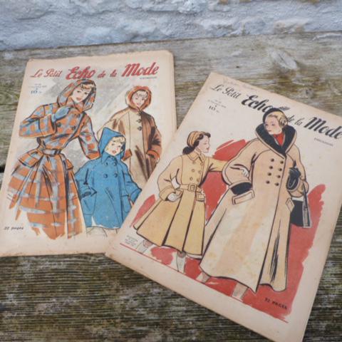 Patron Ancien Echo De La Mode - 2 Chemisiers à Col Revers - Taille 44 - Vintage (+ De 50 Ans)