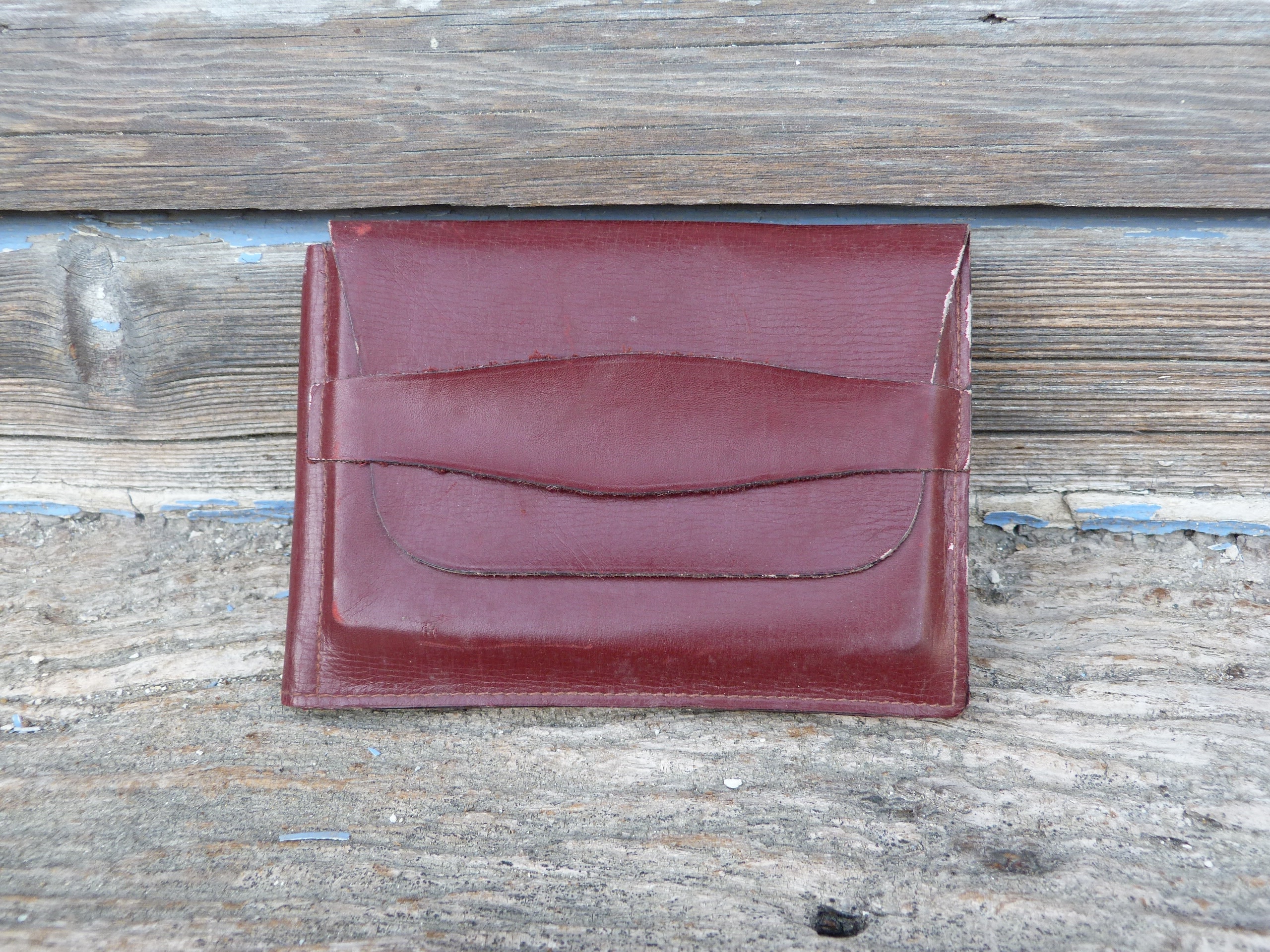 Porte-monnaie En Cuir Bordeaux Années 50 - Vintage - Très Bon état - Pour Femme - Style Rétro