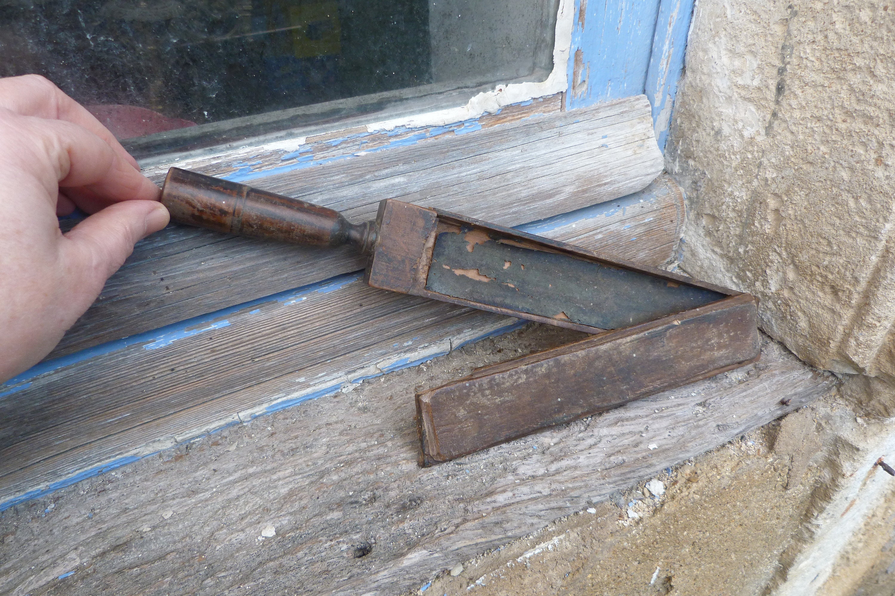 Ancienne Boite Étui en Bois Pour Rasoir Coupe Choux