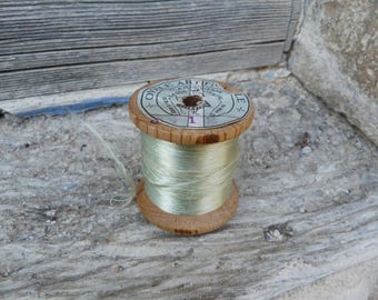 Vintage oude Franse houten spoelklos groot formaat kunstzijde aquagroen A La Magicienne