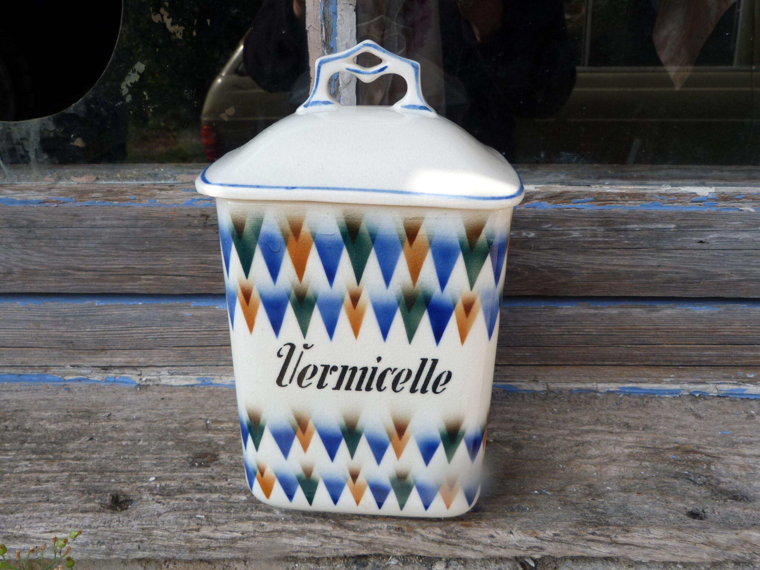 Pot en Céramique Art Déco Motifs Géométriques Cuisine Vermicelle