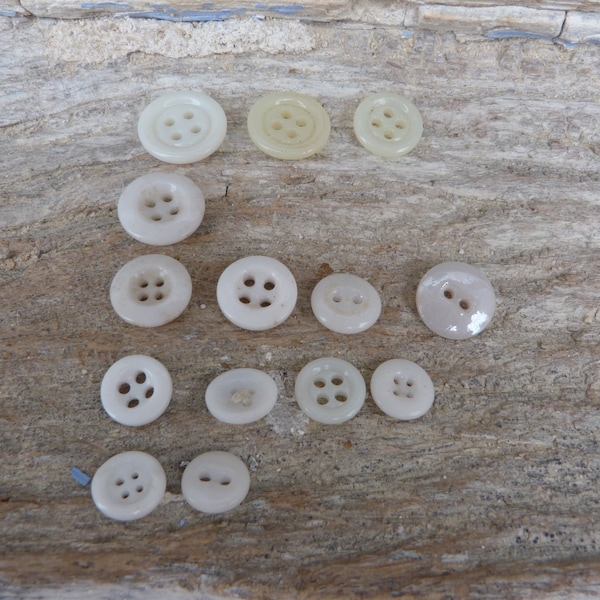 Vintage 1900 old French  White ceramic buttons set of 14