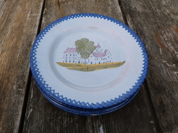 FAIENCERIE DE CHAROLLESフランス製陶器皿６枚セット Vintage Antique 1900 French Charolles Faience set of 6