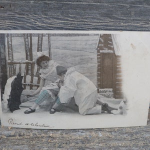 Carte postale 1900   Pierrot et Colombine