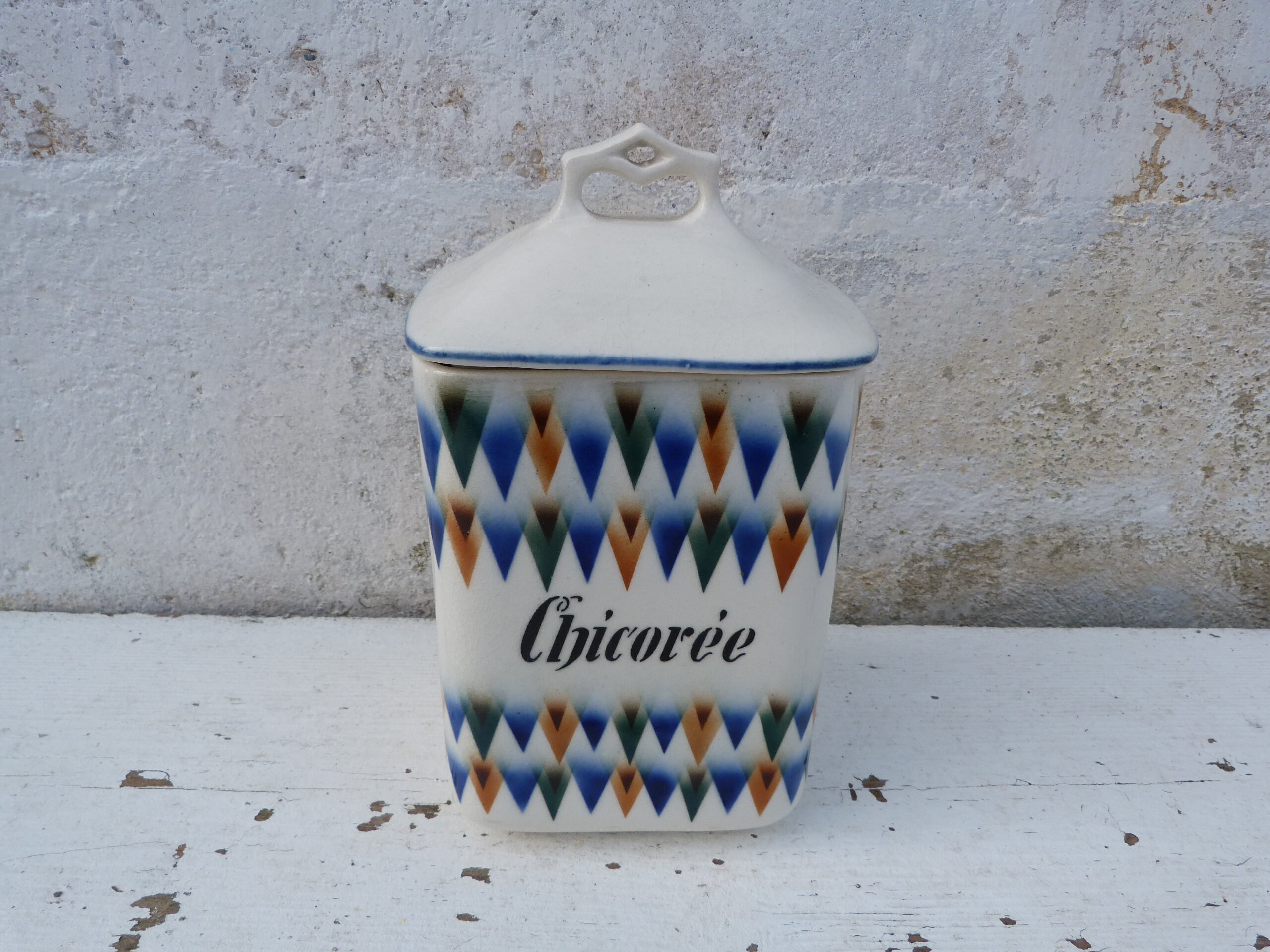 Pot en Céramique Art Déco Motifs Géométriques Cuisine