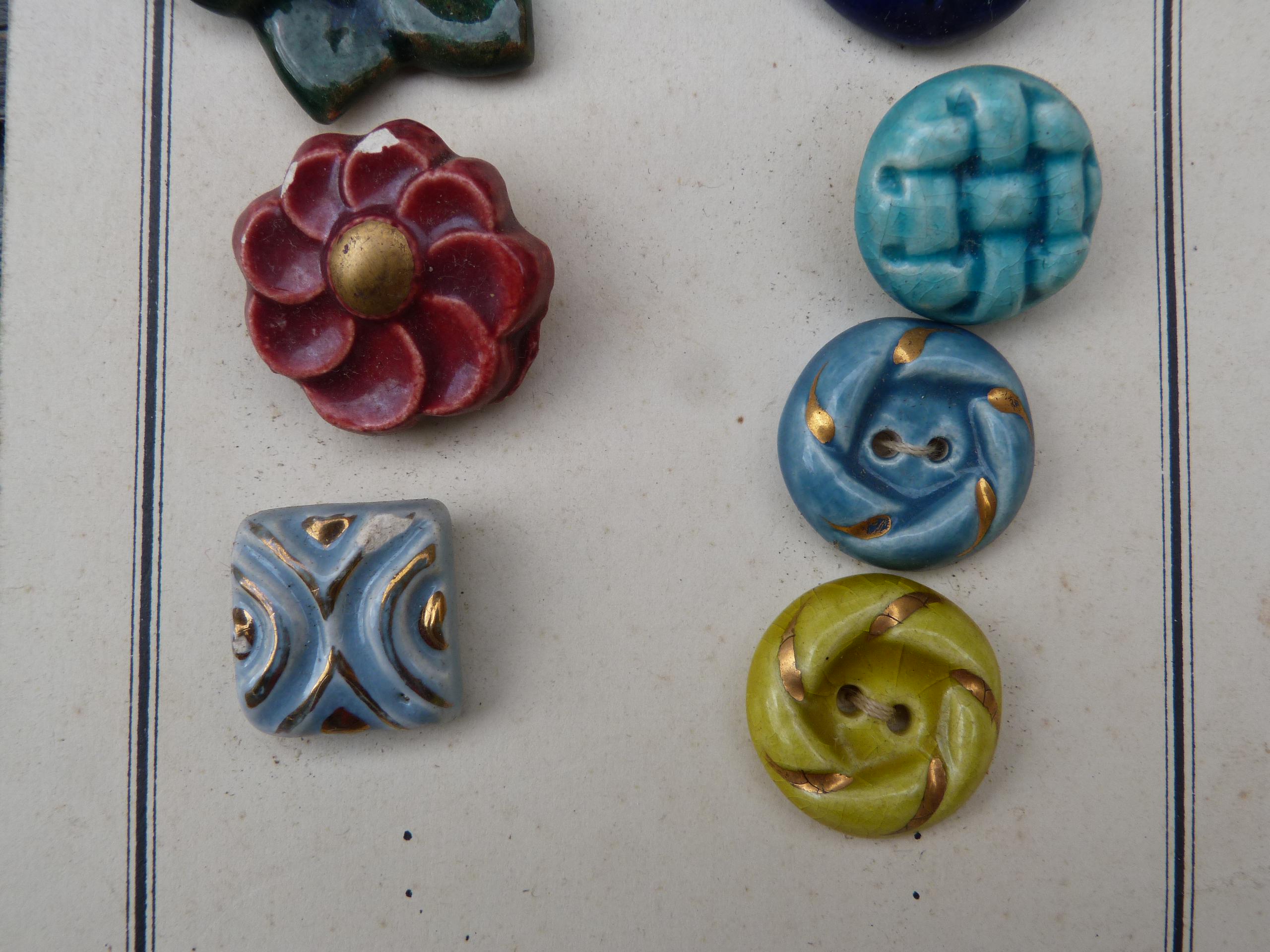 Vintage French Collection of Ceramic Buttons Set of 7 - Etsy