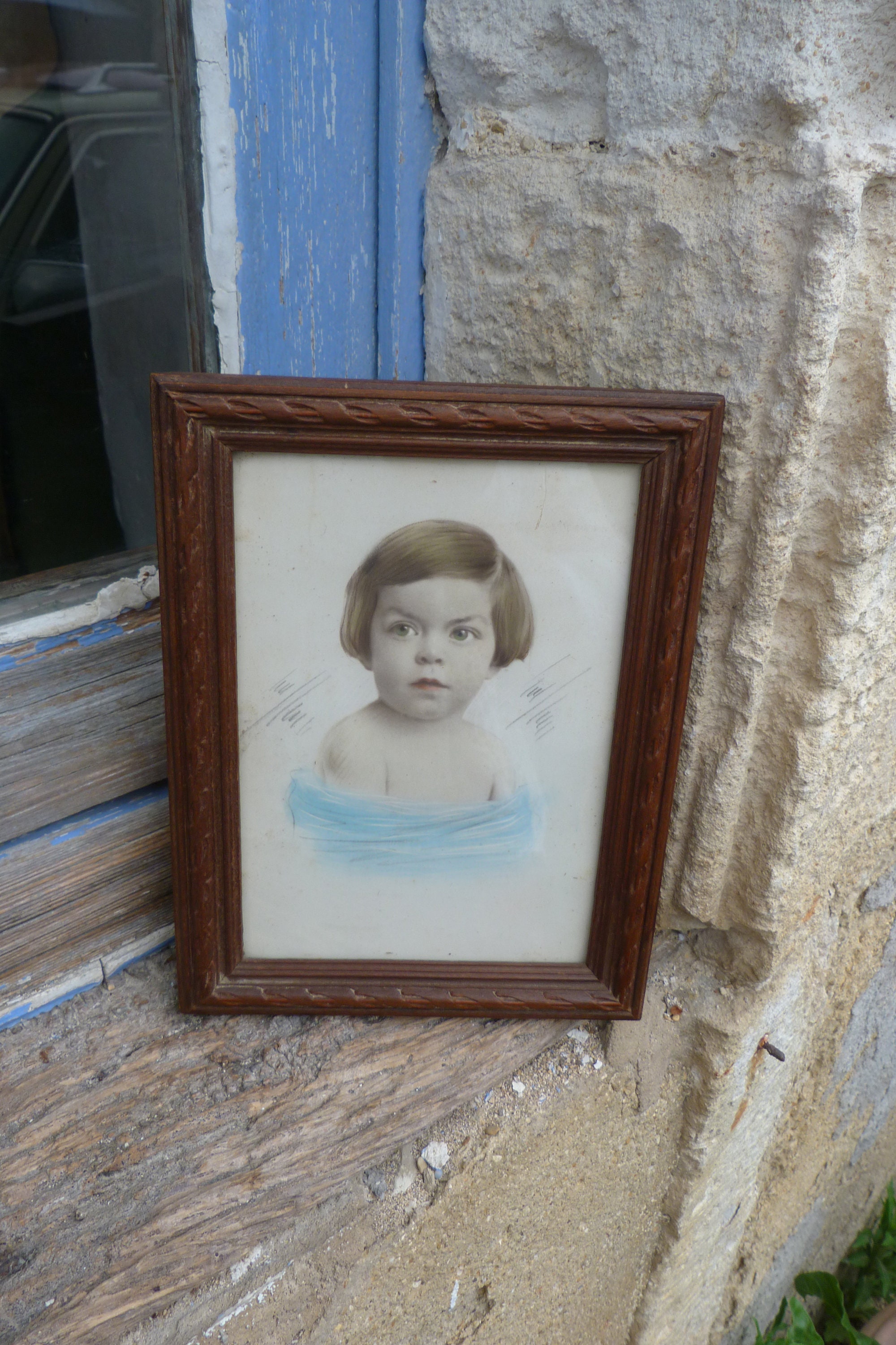 Cadre Ancien 1920/1930 Portrait Photo Retouchée Recoloriée
