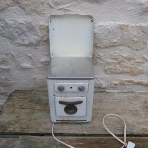 Vintage old French tin toy cooker coooking Stove with oven Doll furniture