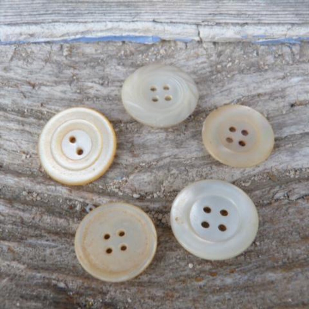 Vintage Old French Motherofpearl Seashell Buttons Set of 5 - Etsy