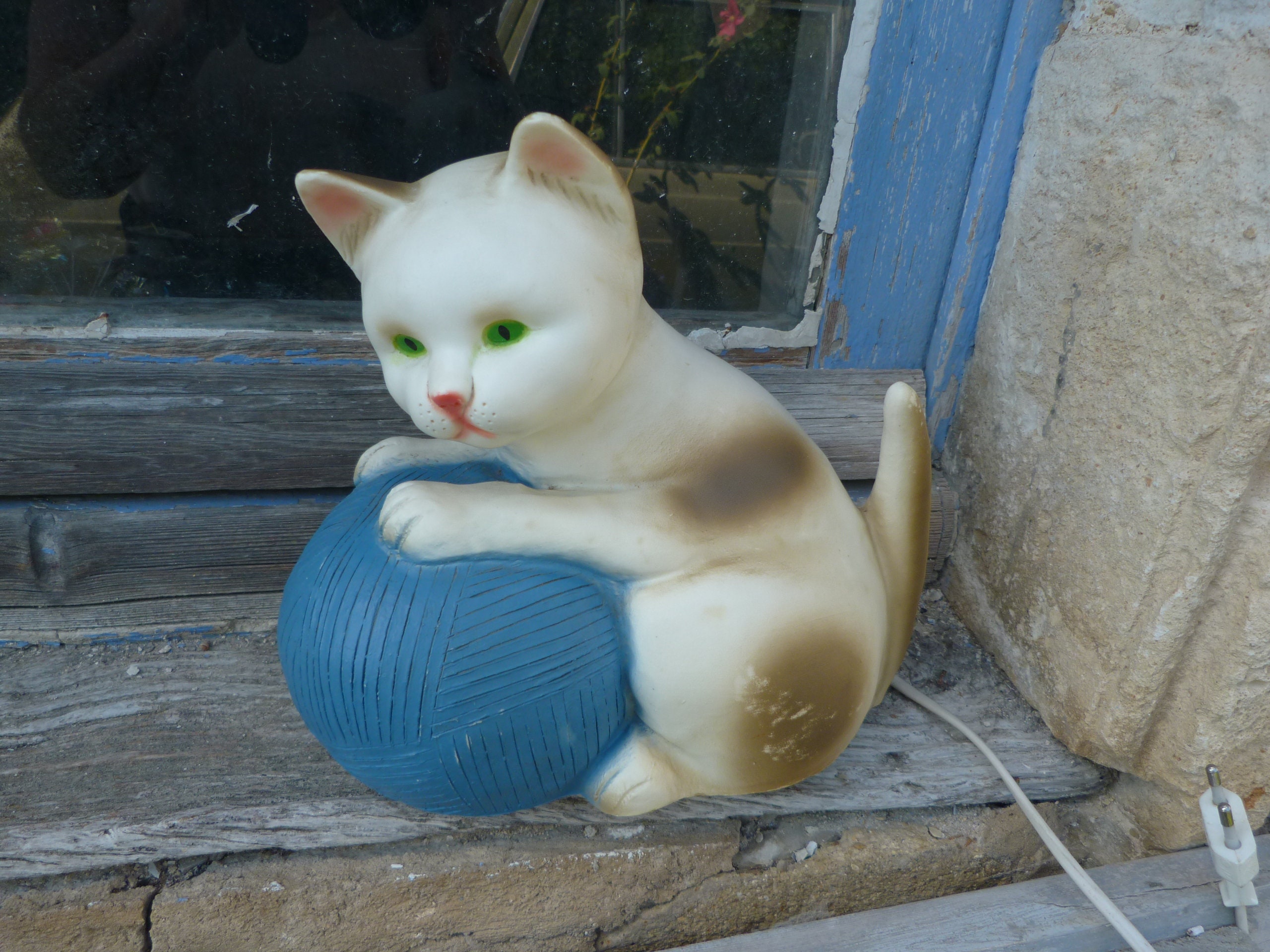 lampe de chevet enfant vintage allemagne chat avec balle