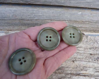 Vintage old French 1950  green plastic coat  buttons set of 4