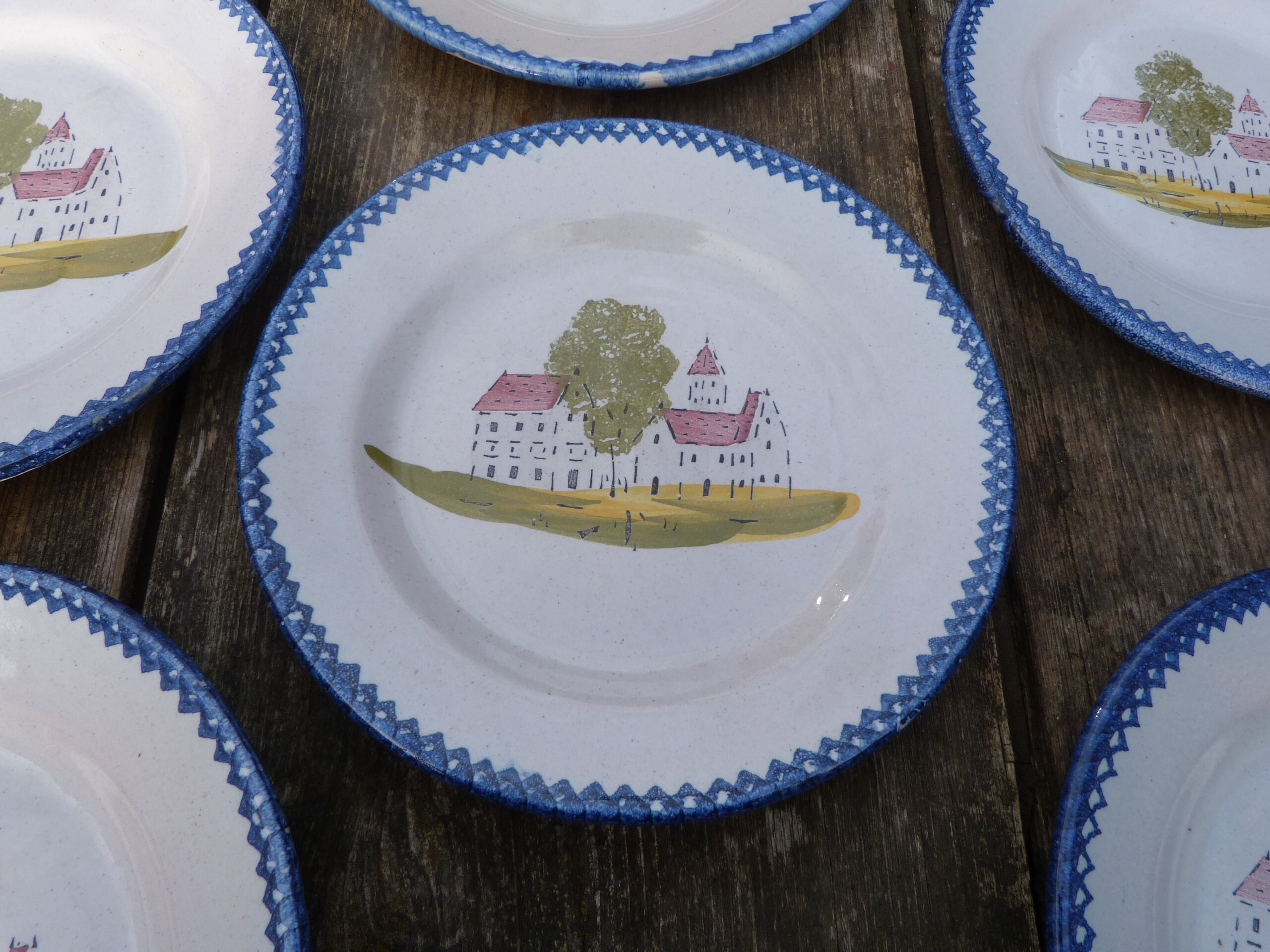 Vintage Antique 1900 French Charolles Faience set of 6