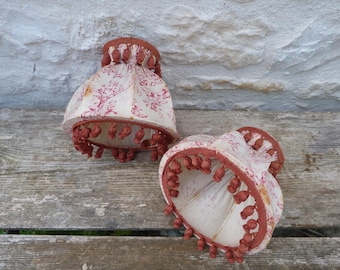 Pantalla de lámpara/pantalla de tocador francesa estilo shabby chic vintage de los años 30/50, toile de jouy, juego de 2