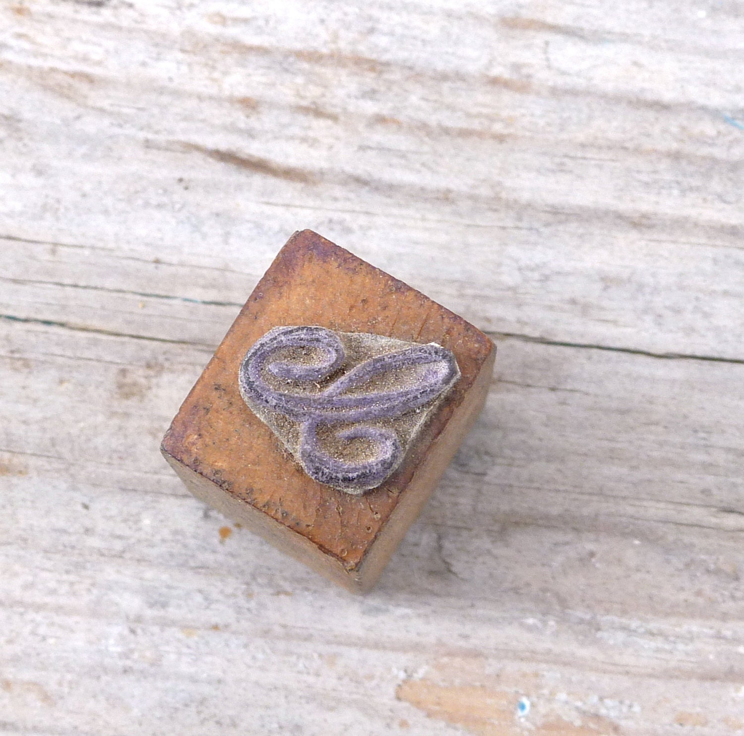 Vintage Antique Edwardian Français 1900 Bois &bloc de Caoutchouc Impression d'encre Monogramme Timbr