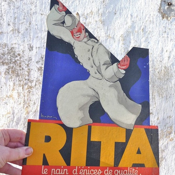 Présentoir publicitaire ancien pour biscuits RITA