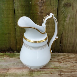 Vintage old French 1800 Porcelaine de Paris pitcher white & gold