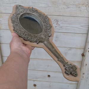 Antique Carved Wood Face Hand Mirror Old French - Etsy