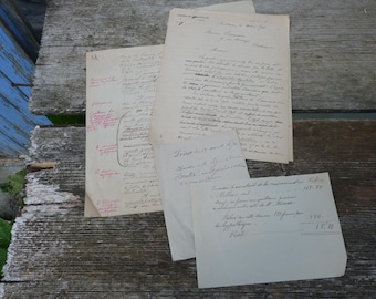 ヴィンテージ アンティーク 1900 年代の古いフランスの手書きの手紙と