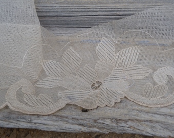 Vintage Antique 1900 /1920 Edwardian French embroiderys on net trim /lace