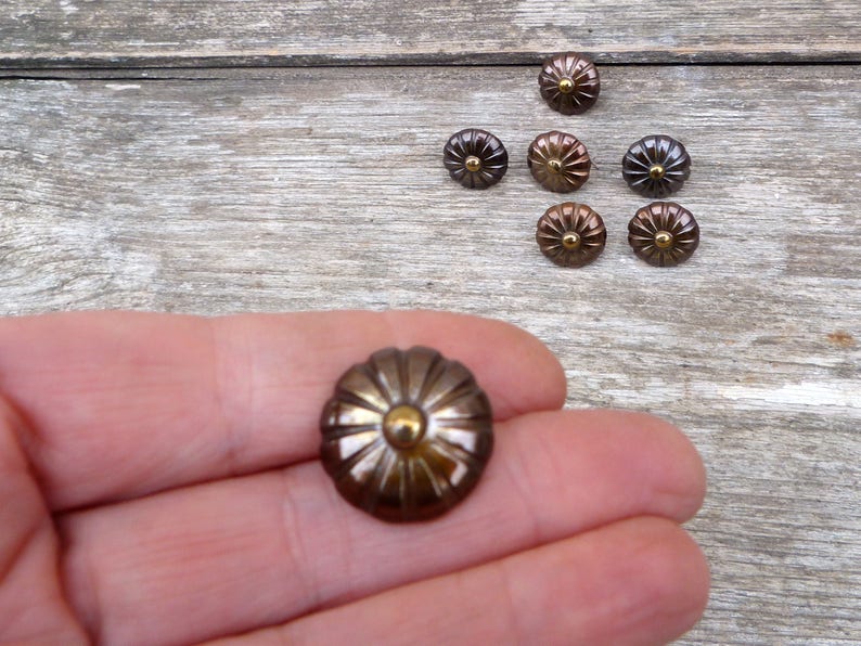Vintage Antique Ornate Bronze Upholstery Nails Set of 7 Pieces Etsy