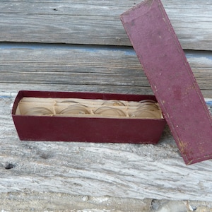 Antiguo kit francés de gafas ovaladas de 1900 para ópticos de Lorgnons, juego de gafas de 1800 en una caja de cartón