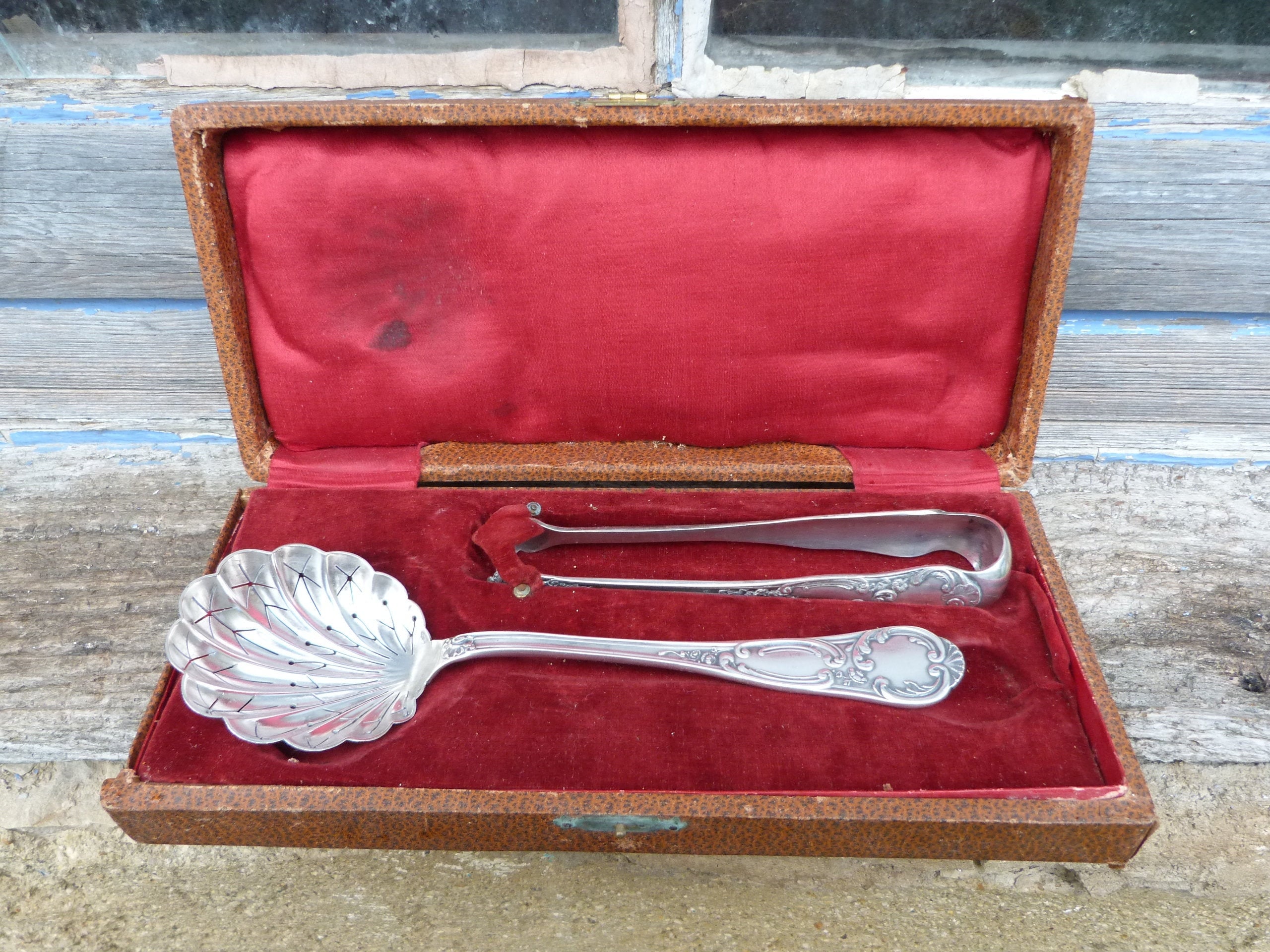 Vintage Vieux Français Argent Plaqué Ercuis Sucre Cuillère - Bibelots Pinces à Sucre